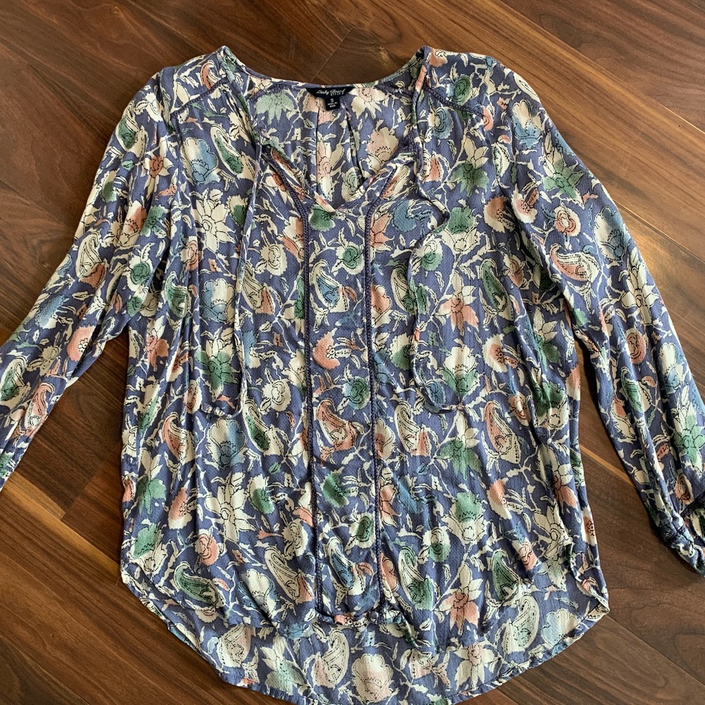 Floral Lucky Brand Peasant top, Size Small